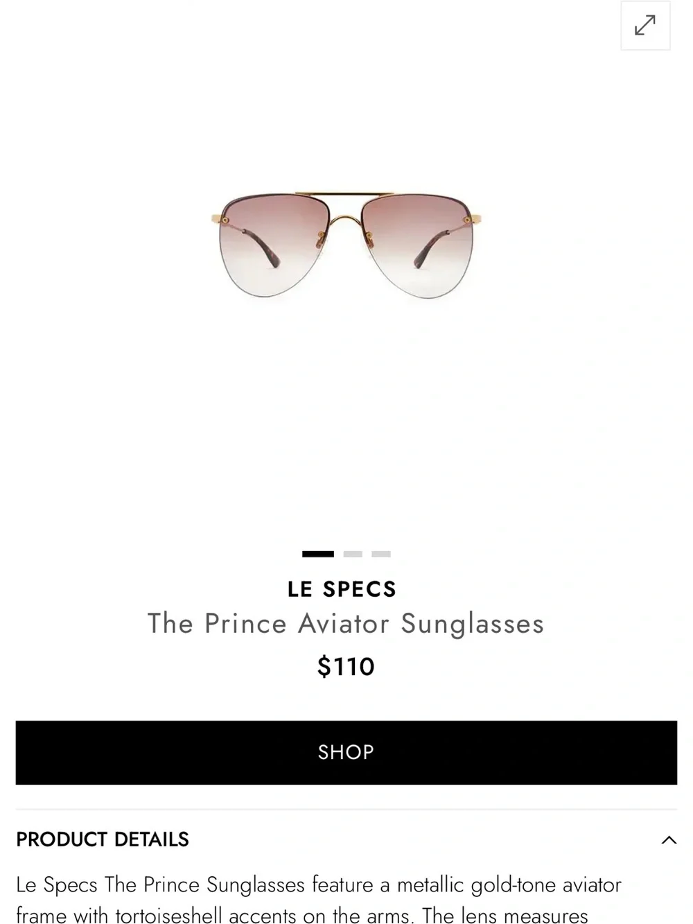 Le Specs Gold-Frame Aviator Sunglasses with Pink Gradient Lenses